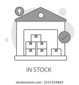 In Stock icon with editable stroke. Inventory, available, management, stock availability, inventory management, product.