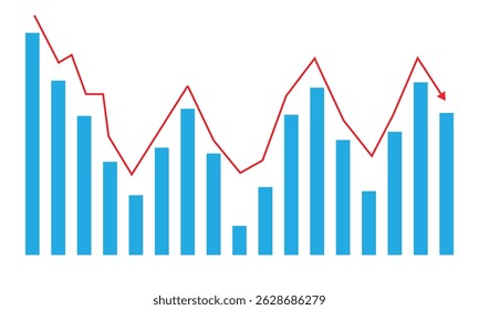Stock icon on white background. flat style. financial market crash icon for your web site design, logo, app, UI. graph chart downtrend symbol. chart going down sign. Vector Illustration . EPS 10 .