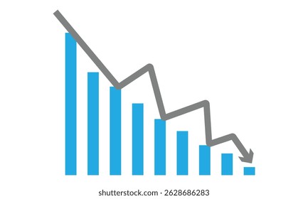 Stock icon on white background. flat style. financial market crash icon for your web site design, logo, app, UI. graph chart downtrend symbol. chart going down sign. Vector Illustration . EPS 10 .