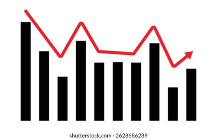 Stock icon on white background. flat style. financial market crash icon for your web site design, logo, app, UI. graph chart downtrend symbol. chart going down sign. Vector Illustration . EPS 10 .