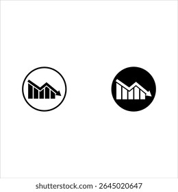 Stock icon set arrow pointing down on white background. Decline, bankruptcy, financial market crash icon for your website, logo, app, UI design. Chart downtrend symbol. Chart sign pointing down.