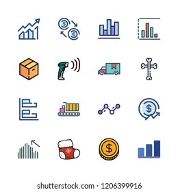 stock icon set. vector set about bar chart, line chart, exchange and bones icons set.