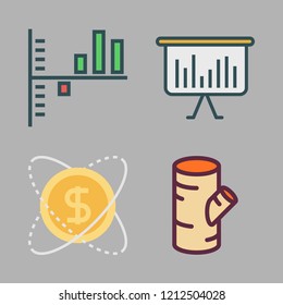 stock icon set. vector set about bar chart, investment and log icons set.