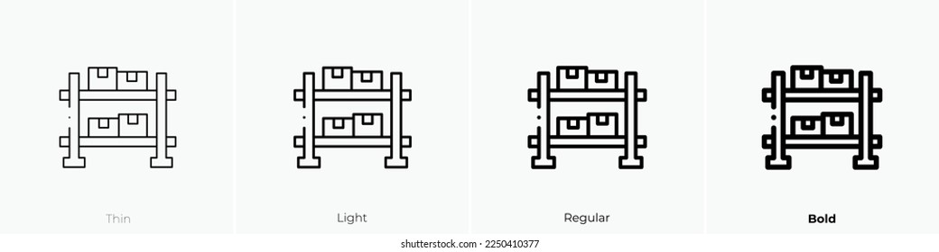 stock icon. Thin, Light Regular And Bold style design isolated on white background