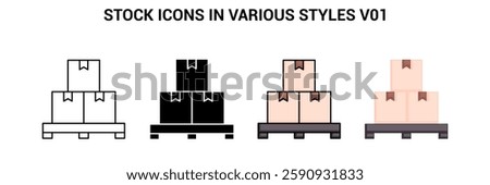 Stock icon visualized simply Line, Filled, Color, Flat style.