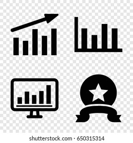 Stock icons set. set of 4 stock filled icons such as chart