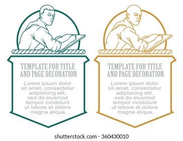 Stock illustration. The artist draws on the tablet. Identity design labels, tags and etc.