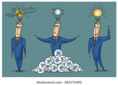 Stock Illustration. Bob. Funny characters drawn in the style of flat lines. Success.