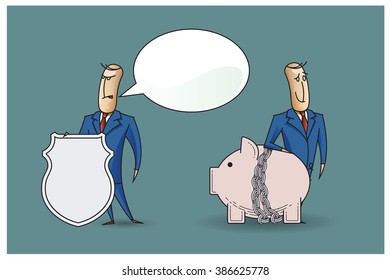 Stock Illustration. Bob. Funny characters drawn in the style of flat lines. Protection.