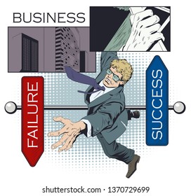 Stock illustration. Brink of failure.