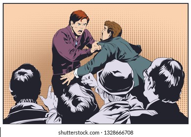 Stock illustration. Business concept of two businessmen fighting.