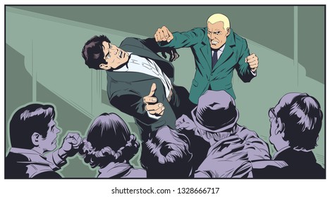 Stock illustration. Business concept of two businessmen fighting.