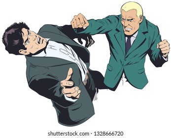 Stock illustration. Business concept of two businessmen fighting.