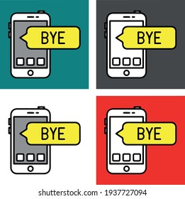 stock illustration bye with smartphone