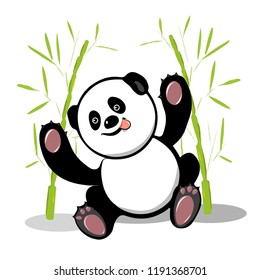 Stock Illustration Cheerful Little Panda on a White Background