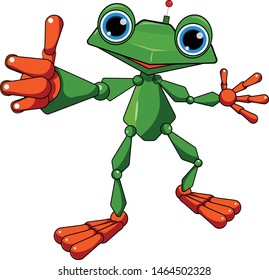 Stock Illustration Cheerful Robot Frog on a White Background