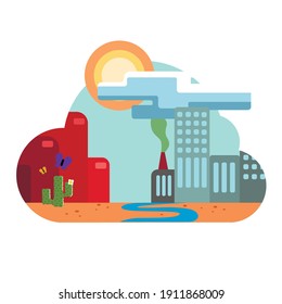 Stock Illustration City at the Edge of the Desert on a White Background