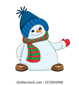 Stock Illustration of Cute Cartoon Snowman on a White Background
