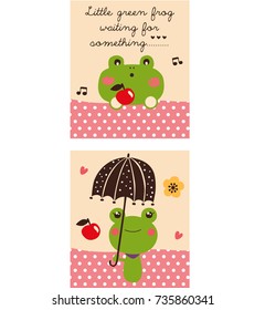 stock illustration cute frog waiting for love