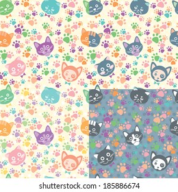 Stock illustration decorative seamless background cat faces
