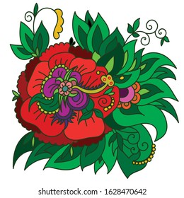 Stock Illustration Drawing Flower Pattern on a White Background
