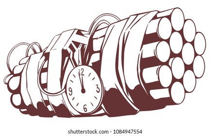 Stock illustration. Dynamite time bomb.