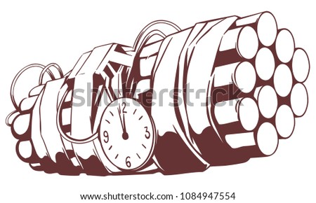 Stock illustration. Dynamite time bomb.