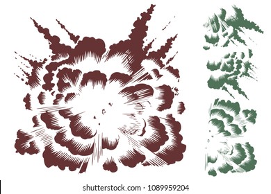 Stock illustration. Explosion and a set for its creation.