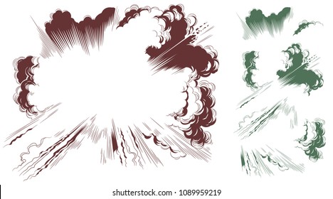 Stock illustration. Explosion and a set for its creation.