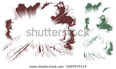 Stock illustration. Explosion and a set for its creation.