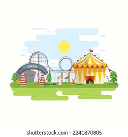 Stock Illustration of Flat design circus and carnival banners, headers, poster, background