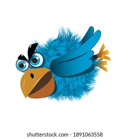 Stock Illustration Formidable Diving Blue Bird on a White Background