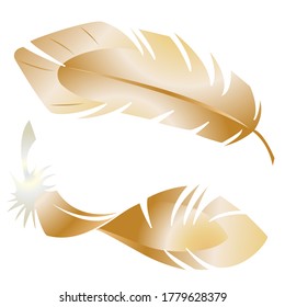 Stock illustration. Golden bird feathers.