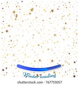 Stock illustration. golden falling stars on a white background, Winter loading concept