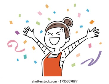 Stock illustration: happy housewife, woman