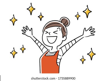 Stock Illustration: Happy Housewife, Woman