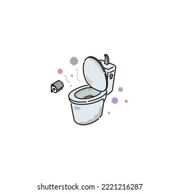 Stock Illustration: House: Toilet (with hand wash ,dirty)