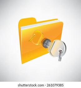 Stock illustration. Icon folder locked with a key