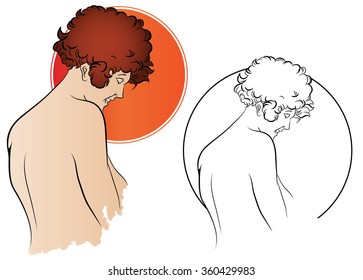 Stock illustration. Identity design labels, tags and etc. Portrait of a woman.