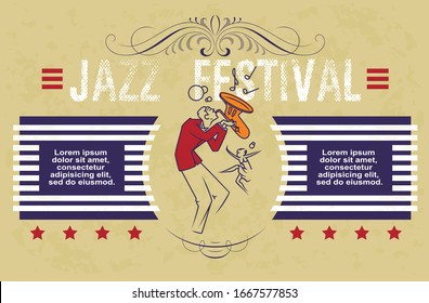 Stock Illustration. Jazz festival concept design card.