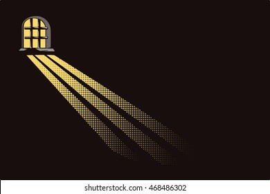 Stock illustration. Light of moon in dungeon window.