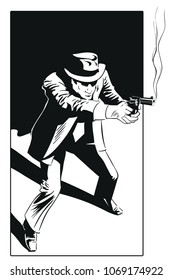 Stock illustration. Man with gun.