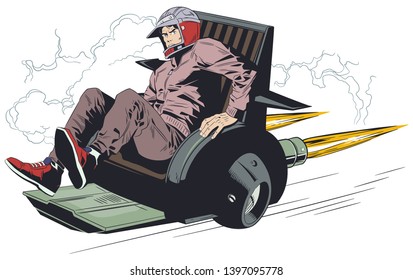 Stock illustration. Man in space chair.