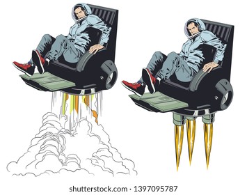 Stock illustration. Man in space chair.