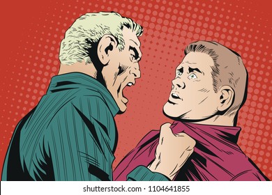 Stock illustration. Man yells at frightened colleague.