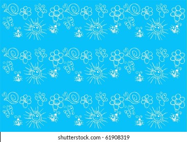 Stock illustration of naive art illustration on blue background