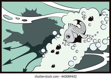 Stock illustration. Neptune The God Of Water.
