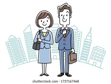 Stock illustration: new employee, recruit, young men and women