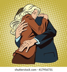 Stock Illustration. People In Retro Style Pop Art And Vintage Advertising. Loving Couple.