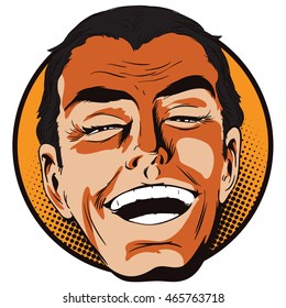 Stock illustration. People in retro style pop art and vintage advertising. Laughing man.
